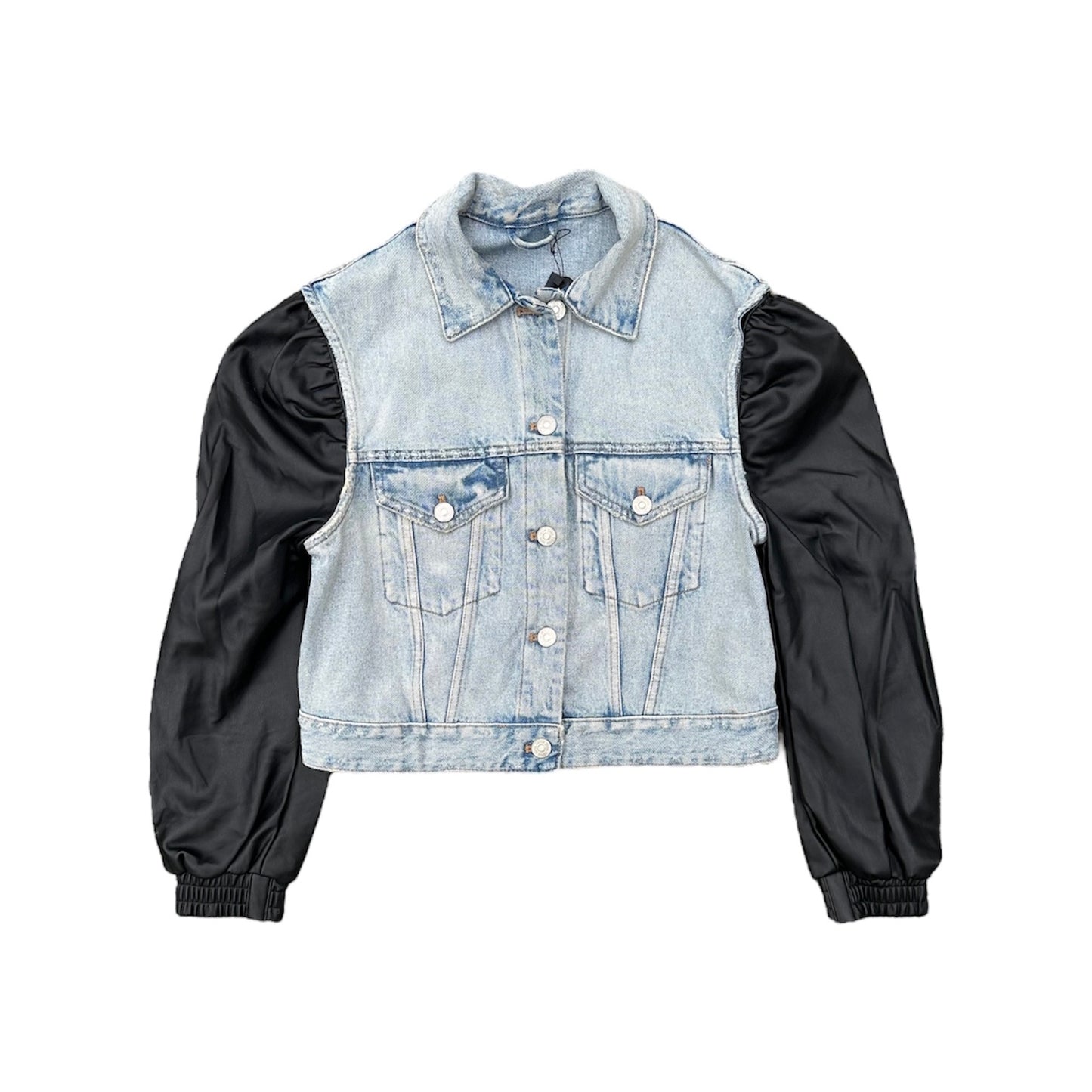 1/1 Denim Jacket w Leather Sleeves