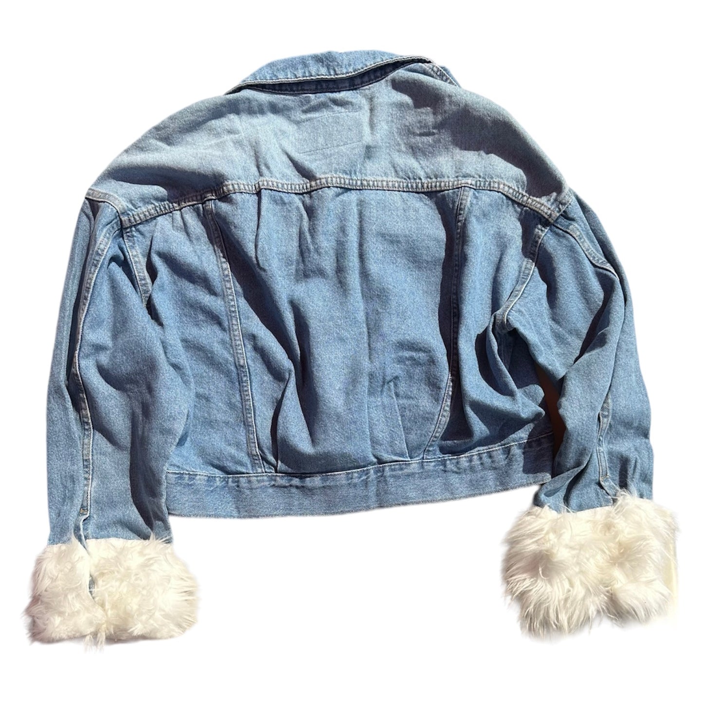 1/1 Denim Jacket with Fur Cuffs
