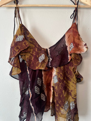 Tie-Shoulder Ruffle Top