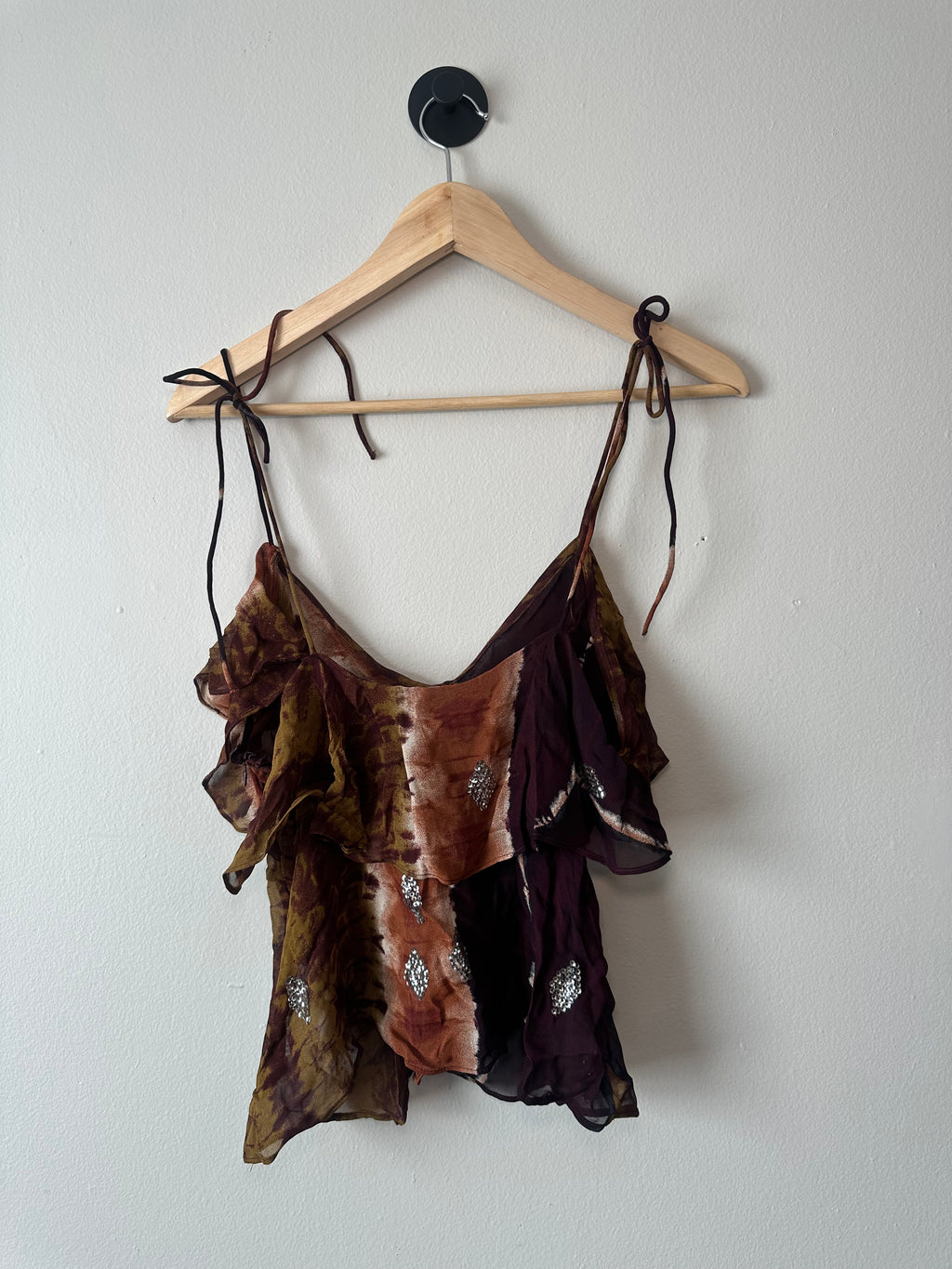 Tie-Shoulder Ruffle Top