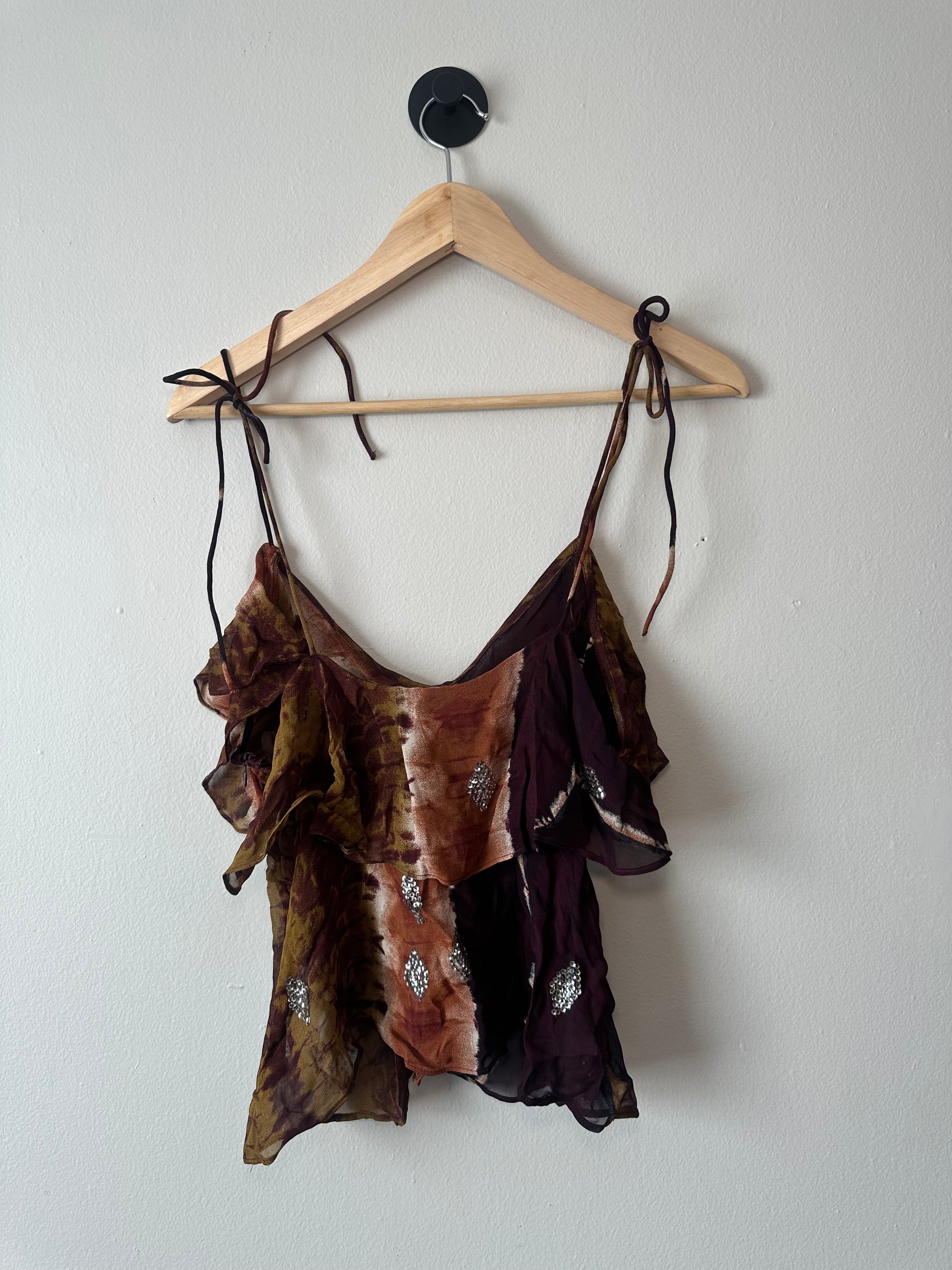 Tie-Shoulder Ruffle Top