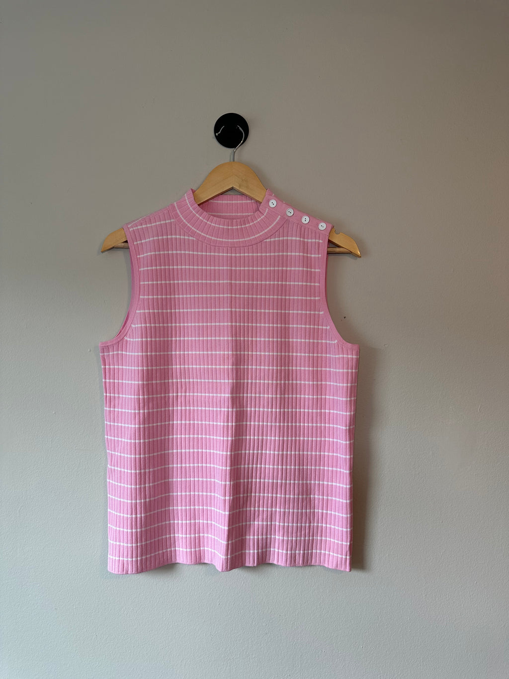 Sleeveless Mock Neck Ribbed Sweater