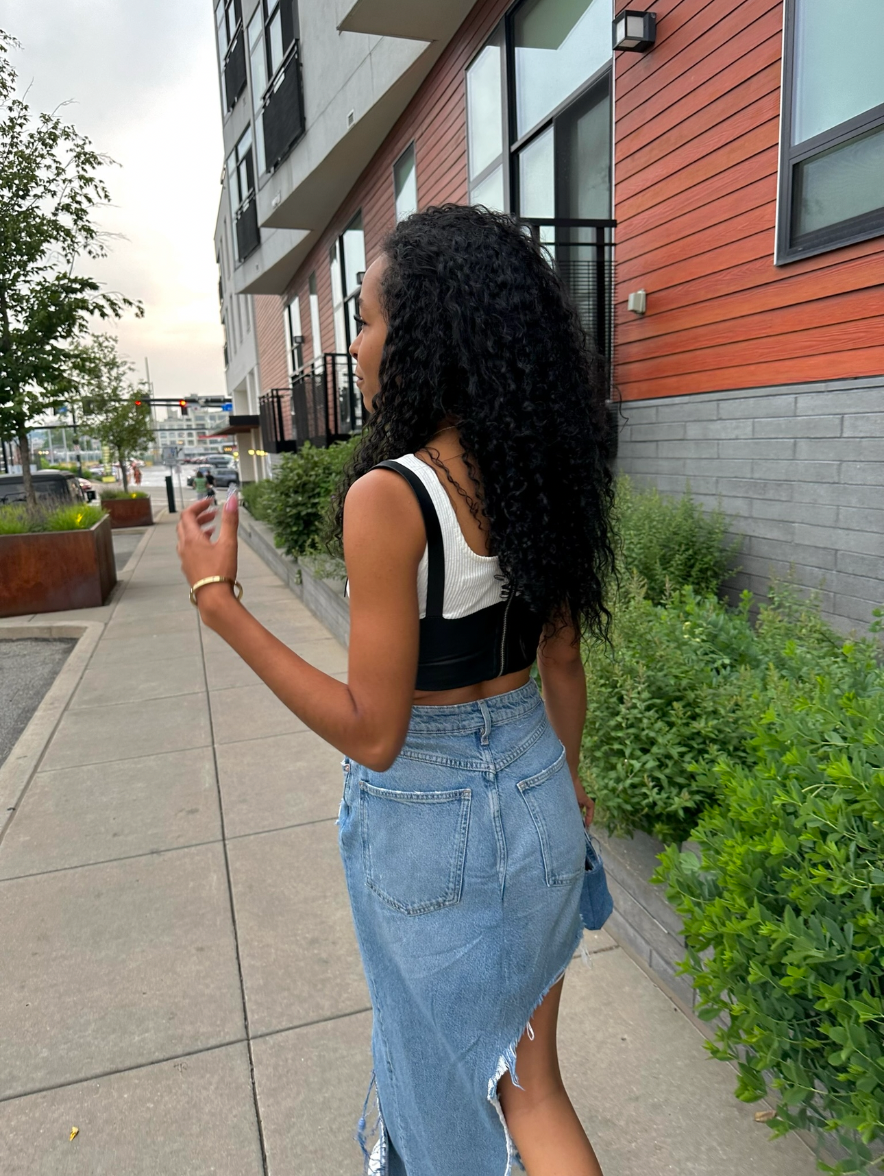 ONNA Reworked Denim Maxi Skirt