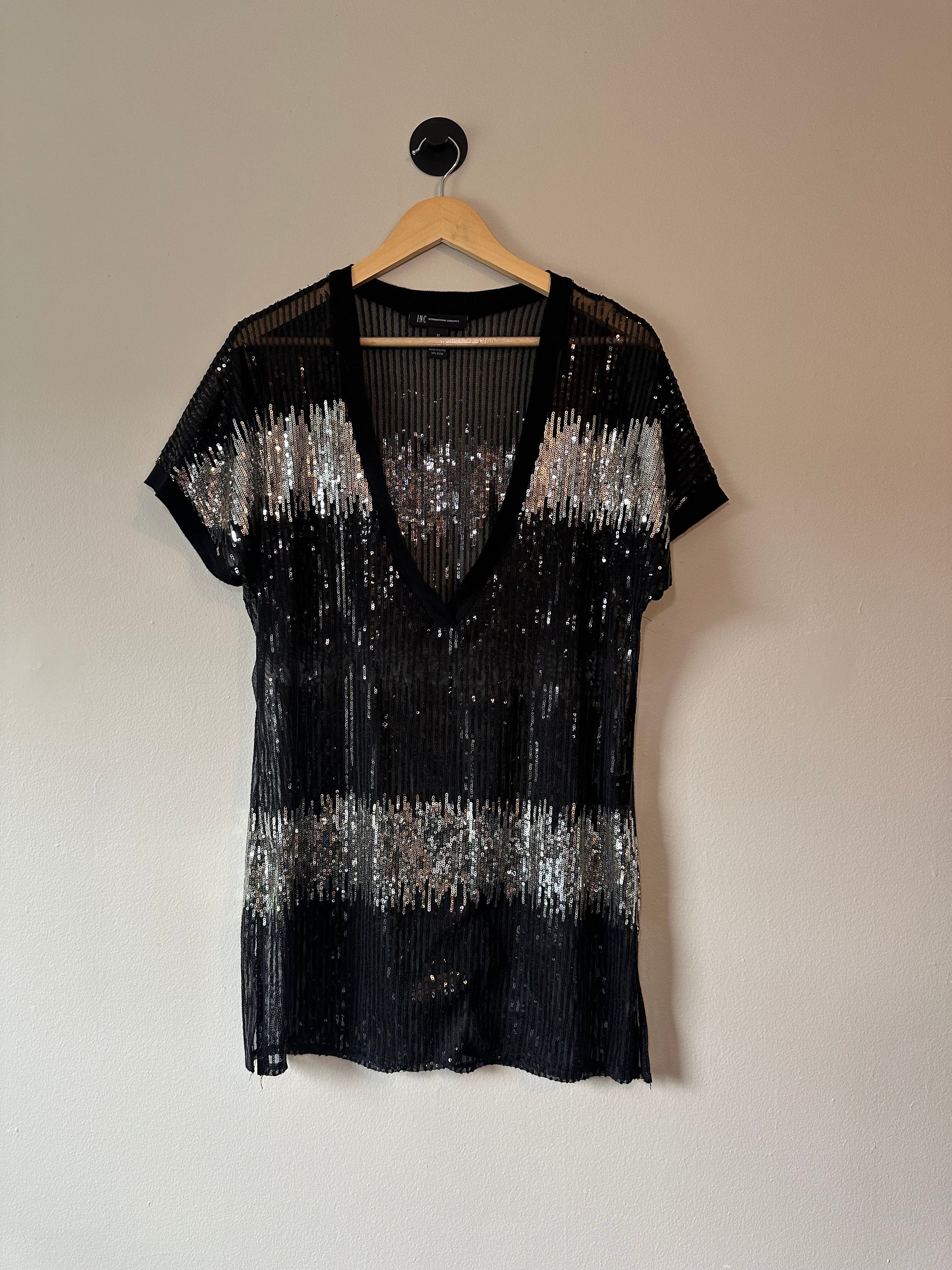 Sequined V Neck