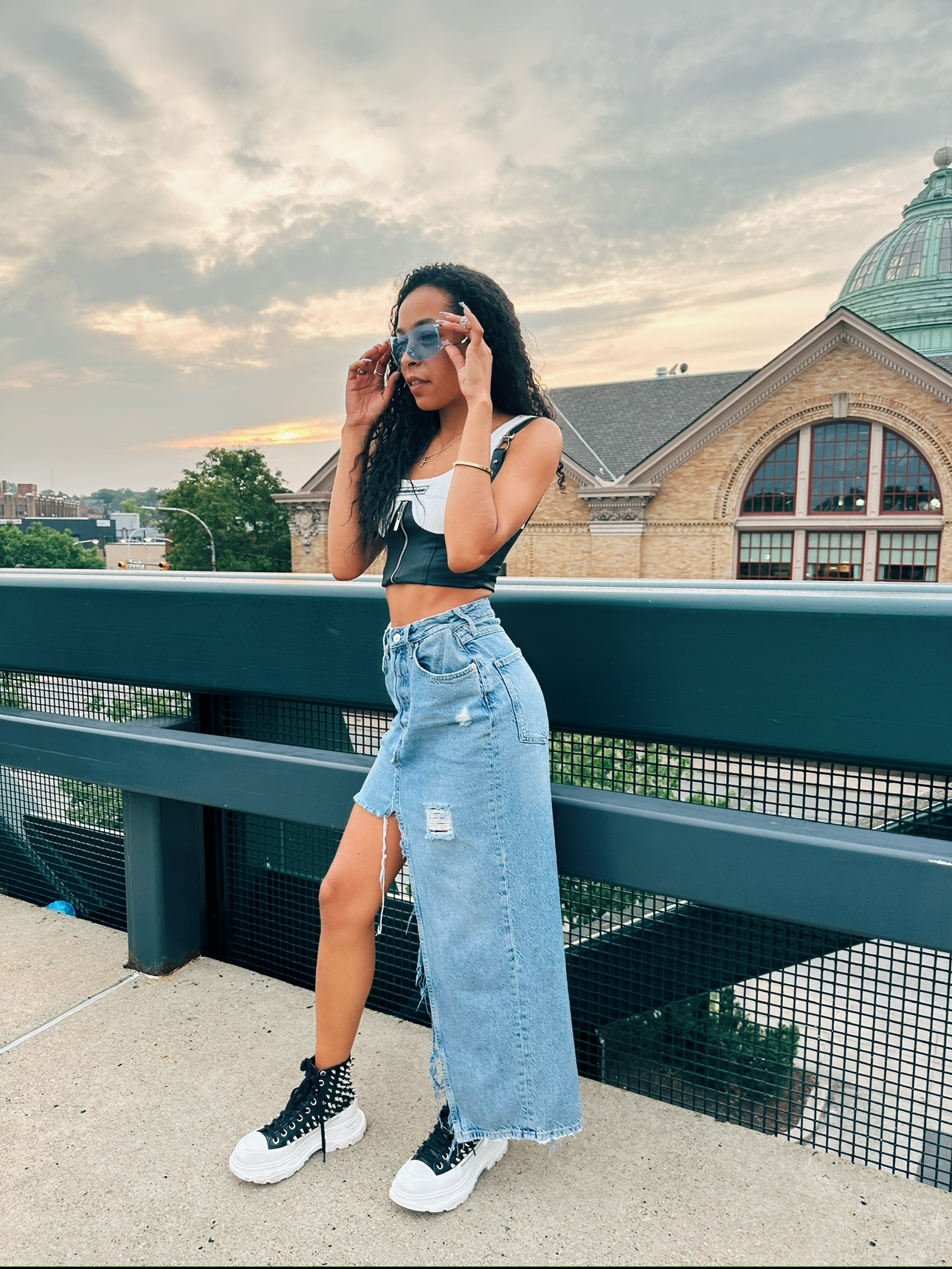ONNA Reworked Denim Maxi Skirt