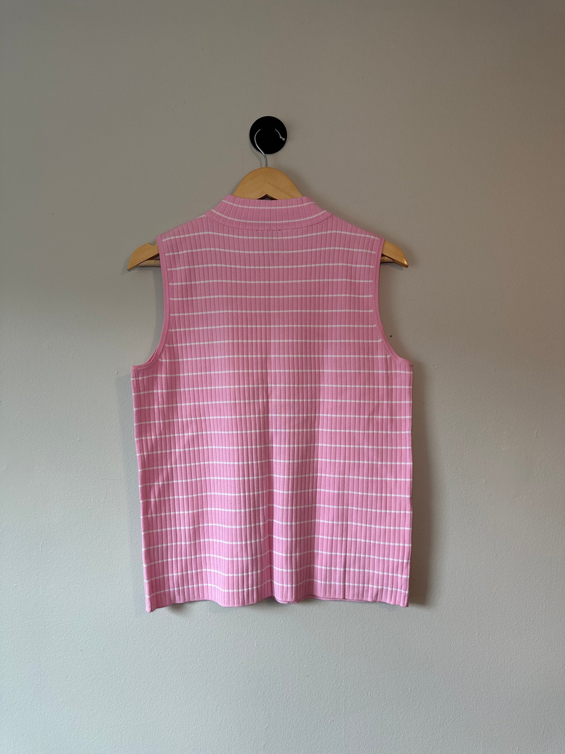 Sleeveless Mock Neck Ribbed Sweater