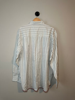 Pinstripe American Flag Graphic Button Down Shirt