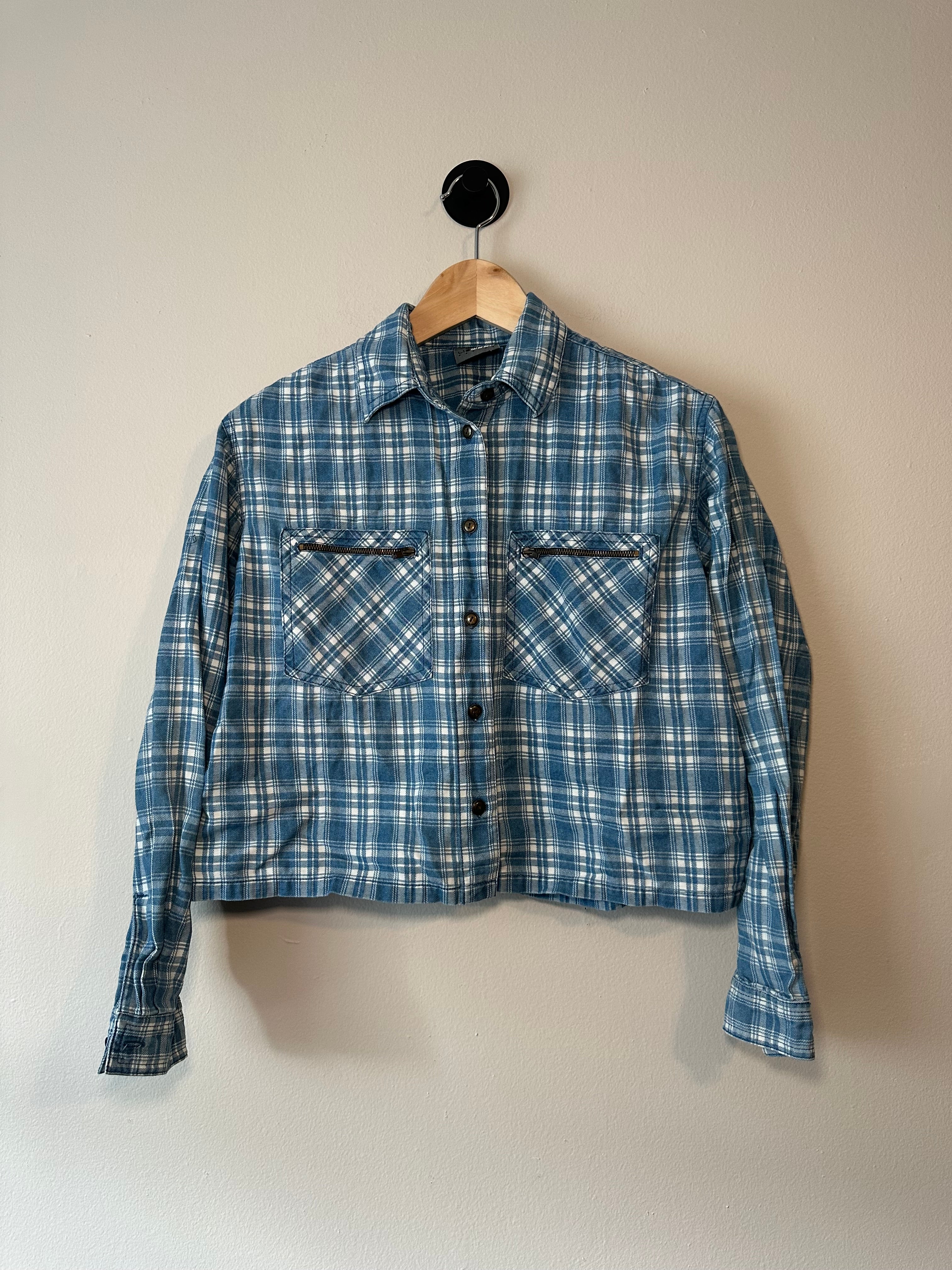 Cropped Plaid Button Up