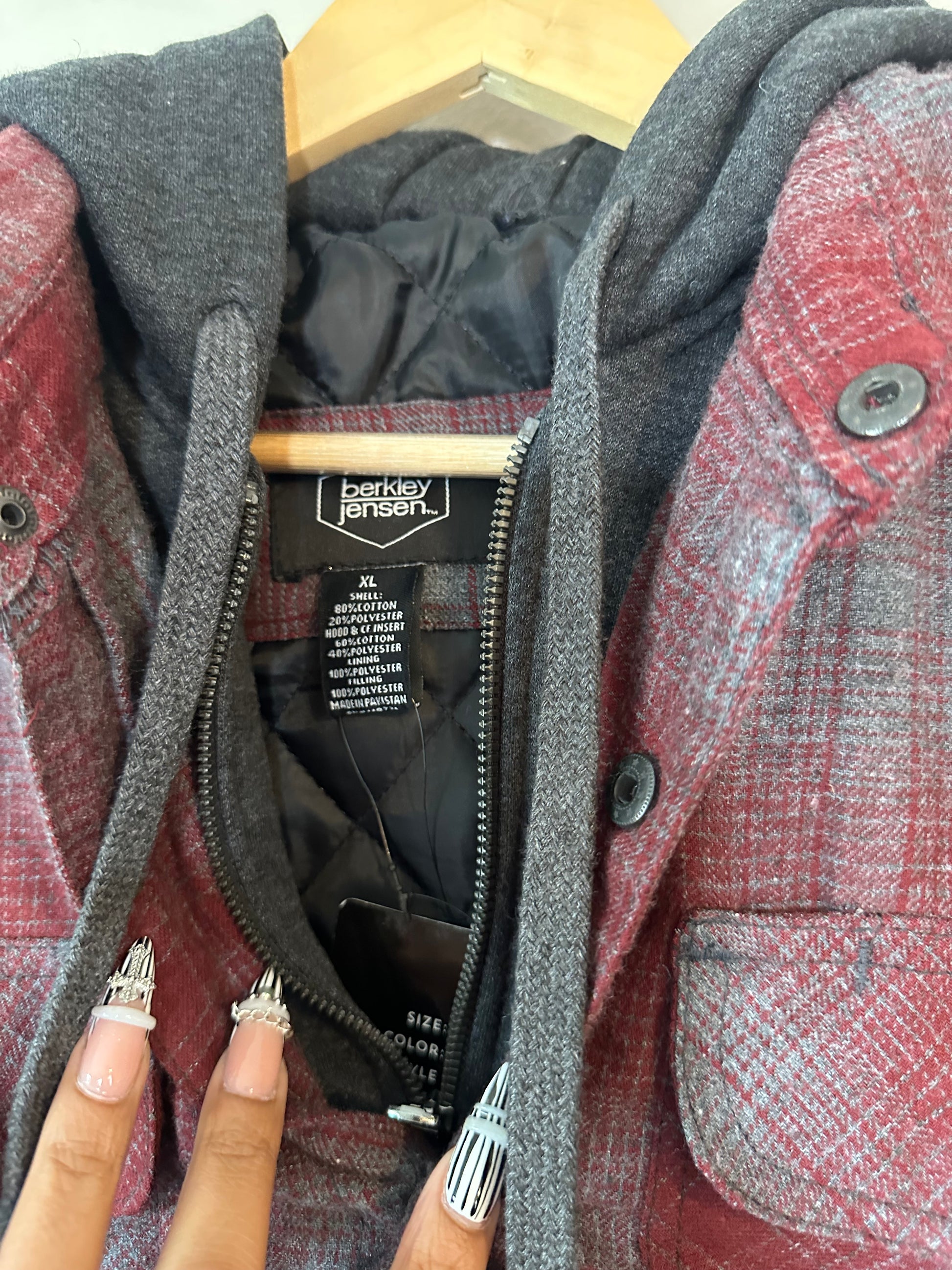 Hooded Flannel Quilted Jacket