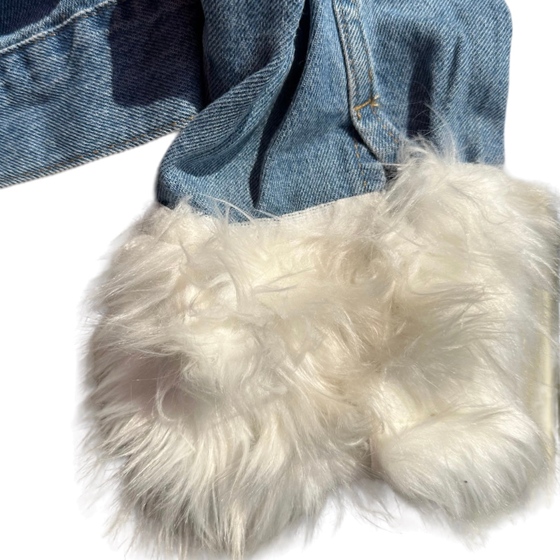 1/1 Denim Jacket with Fur Cuffs